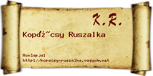 Kopácsy Ruszalka névjegykártya